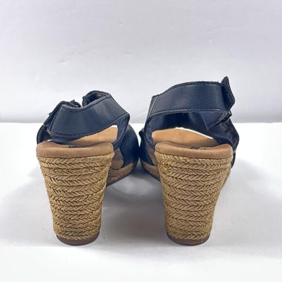 Clarks Lafley Rosen Sandals Womens 8.5 Navy Wedge Slingback Espadrille Cushion - Picture 6 of 11